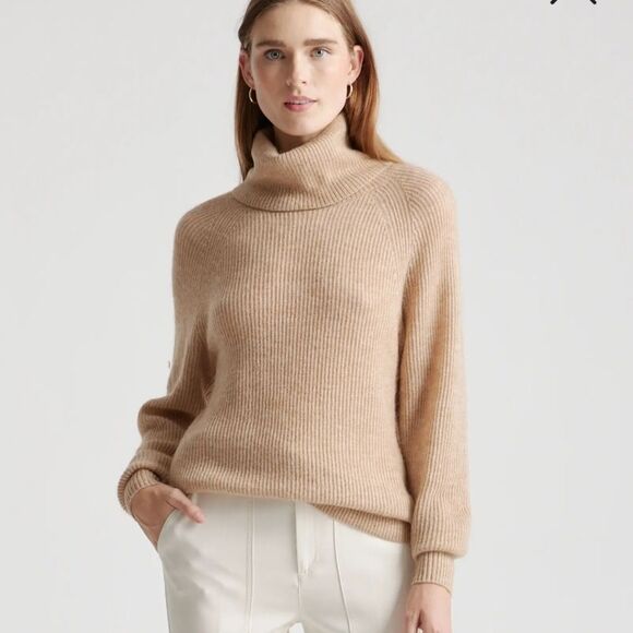 Quince Baby Alpaca-wool Turtle Neck Sweater In Camel Size Medium - Picture 1 of 12